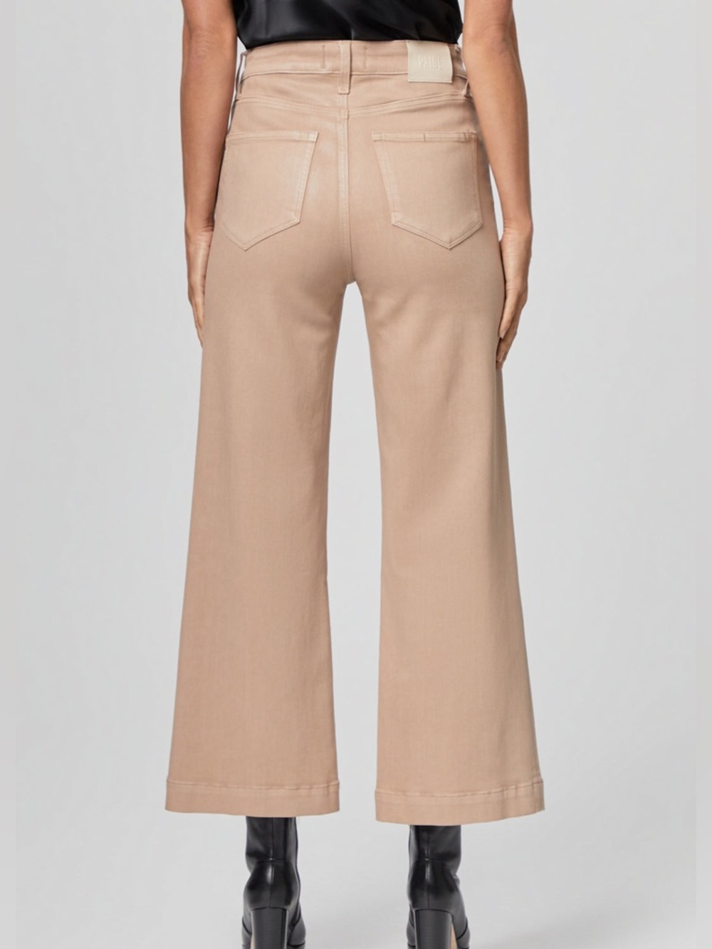 Paige Anessa Coated Wide Leg Jean size 26 in French Latte - Picture 2 of 8